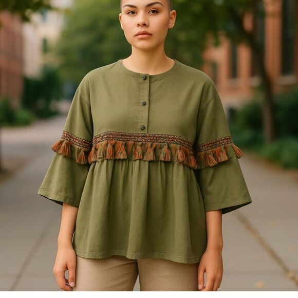 Zara 1975 denim cropped elbow sleeve jacket/top size extra small - Picture 1 of 7